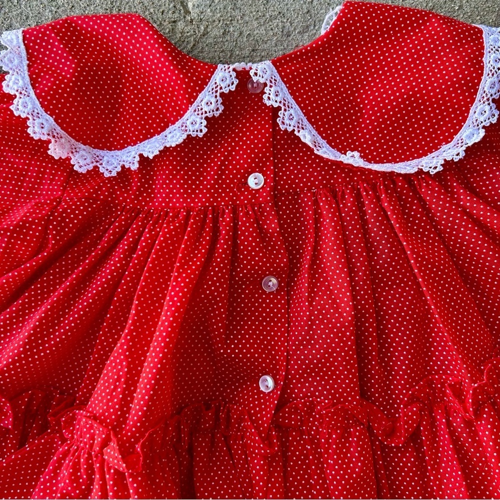 Red Lace Trim Kids Matching Set - Picture 5 of 10